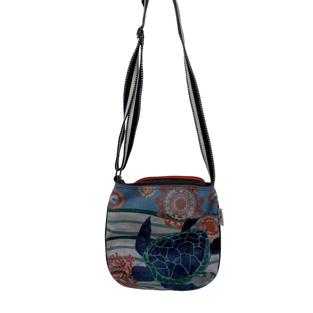 Paul Frank Womens Sun 'n Sand Turtle Coral Tropical Print Crossbody Bag